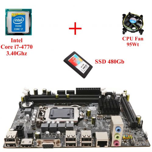 Комплект для сборки ПК Intel Core i7-4770 + Материнская плата 1150 сокет + SSD 480Gb + Кулер