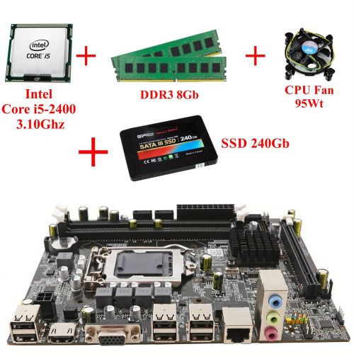 Комплект для сборки ПК Intel Core i5-2400 + Память 8Gb + SSD 240Gb + Материнская плата 1155 сокет + Кулер