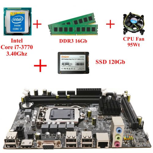 Комплект для сборки ПК Intel Core i7-3770 + Память 16Gb + SSD 120Gb + Материнская плата 1155 сокет + Кулер