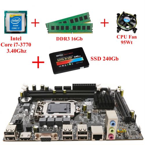 Комплект для сборки ПК Intel Core i7-3770 + Память 16Gb + SSD 240Gb + Материнская плата 1155 сокет + Кулер