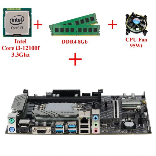 Комплект для сборки ПК Intel Core i3-12100f + Память 8Gb + Материнская плата 1700 сокет + Кулер