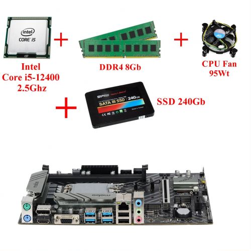 Комплект для сборки ПК Intel Core i5-12400 + Память 8Gb + SSD 240Gb + Материнская плата 1700 сокет + Кулер