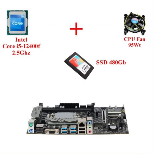 Комплект для сборки ПК Intel Core i5-12400f + Материнская плата 1700 сокет + SSD 480Gb + Кулер