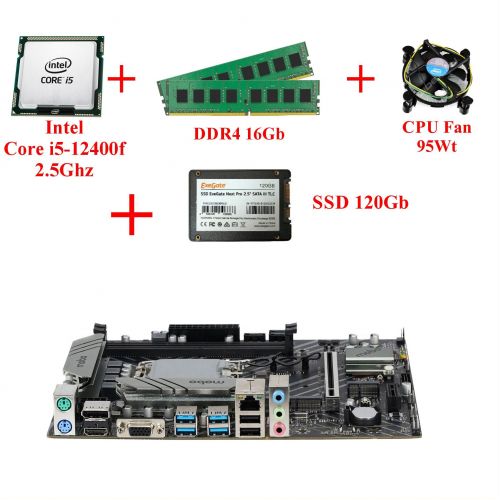 Комплект для сборки ПК Intel Core i5-12400f + Память 16Gb + SSD 120Gb + Материнская плата 1700 сокет + Кулер