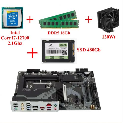 Комплект для сборки ПК Intel Core i7-12700 + Память 16Gb + SSD 480Gb + Материнская плата 1700 сокет + Кулер