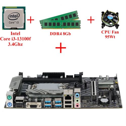 Комплект для сборки ПК Intel Core i3-13100f + Память 8Gb + Материнская плата 1700 сокет + Кулер