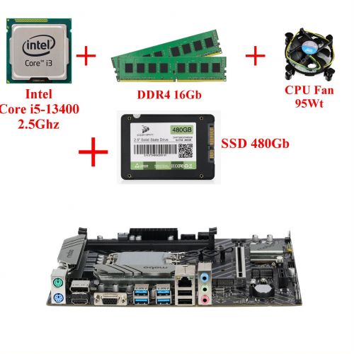 Комплект для сборки ПК Intel Core i5-13400 + Память 16Gb + SSD 480Gb + Материнская плата 1700 сокет + Кулер