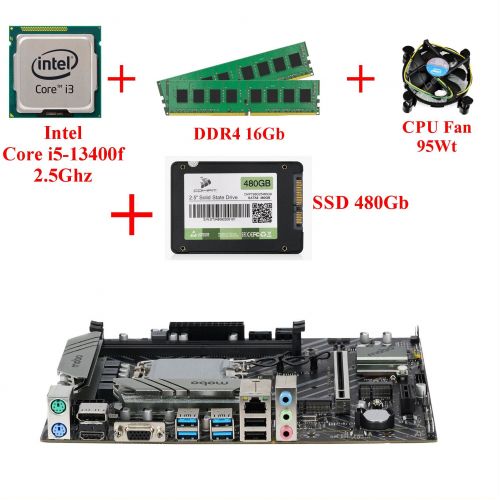 Комплект для сборки ПК Intel Core i5-13400f + Память 16Gb + SSD 480Gb + Материнская плата 1700 сокет + Кулер