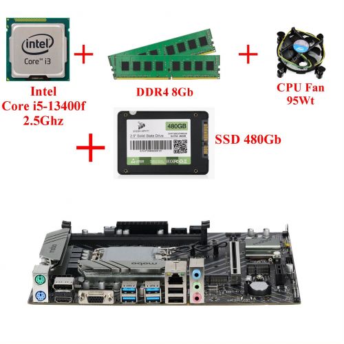 Комплект для сборки ПК Intel Core i5-13400f + Память 8Gb + SSD 480Gb + Материнская плата 1700 сокет + Кулер