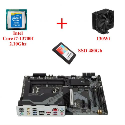 Комплект для сборки ПК Intel Core i7-13700f + Материнская плата 1700 сокет + SSD 480Gb + Кулер