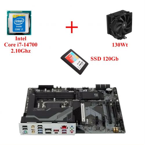 Комплект для сборки ПК Intel Core i7-14700 + Материнская плата 1700 сокет + SSD 120Gb + Кулер