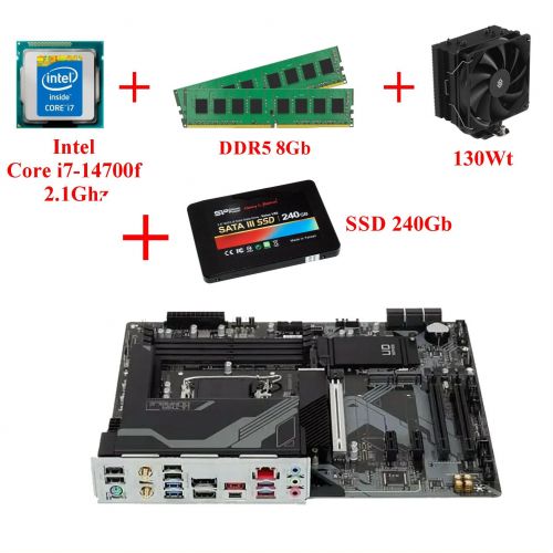 Комплект для сборки ПК Intel Core i7-14700f + Память 8Gb + SSD 240Gb + Материнская плата 1700 сокет + Кулер